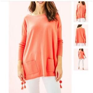 Lilly Pulitzer Elba Coolmax Top XXS Coral Orange Pink Knit Sweater Tunic Preppy